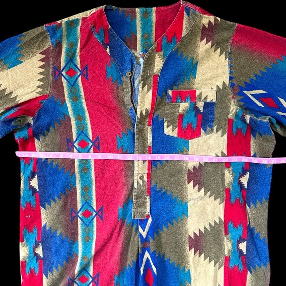 Vintage Woolrich Woolen Mills Aztec Oversized Chamois Popover Tunic Shirt - Picture 3 of 7